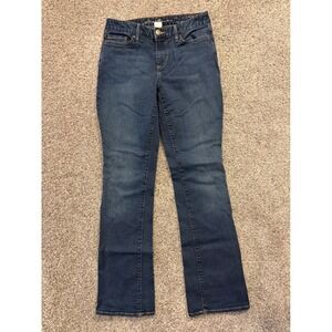 Eddie Bauer Jeans Womens 4 Blue Slightly Curvy Bootcut Dark Wash Stretch Denim